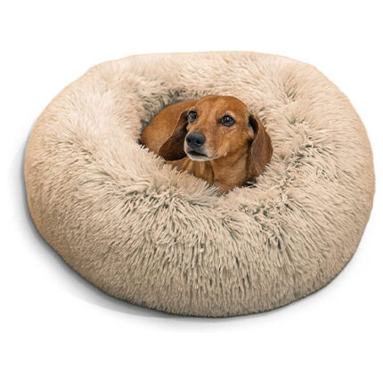 Calming Donut Cat and Dog Bed in Shag